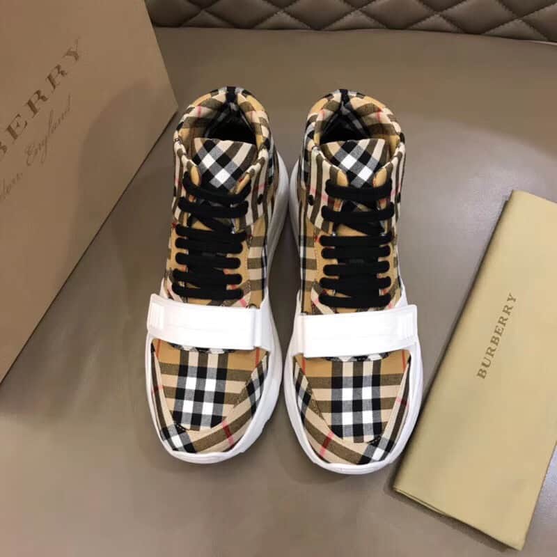 BURBERRY VINTAGE CHECK HIGH-TOP SNEAKERS