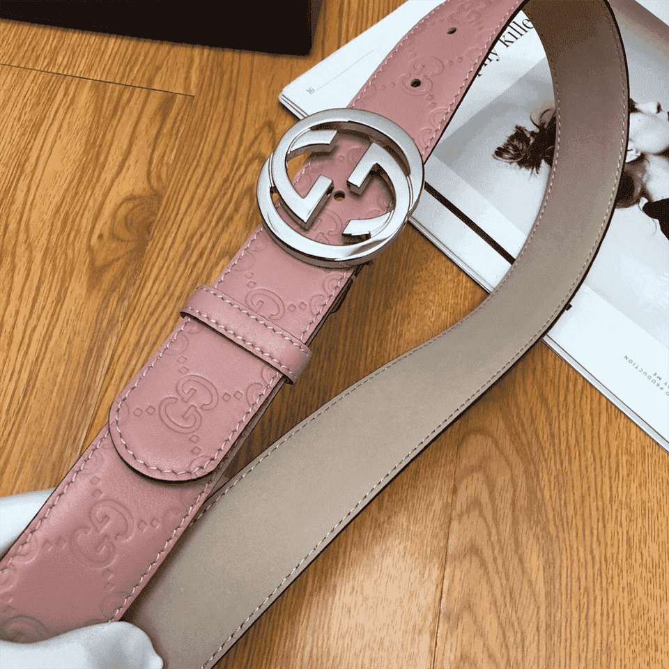 GUCCI INTERLOCKING G-BUCKLE LEATHER BELT - B2