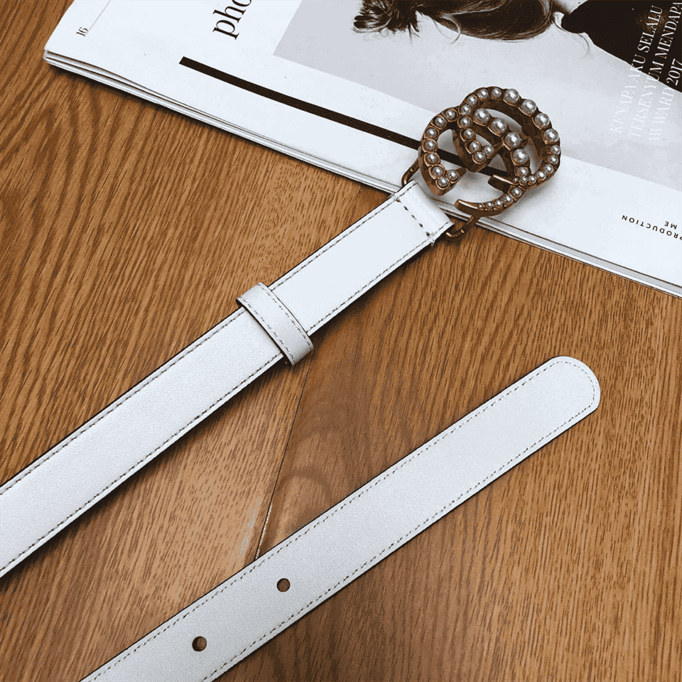 GUCCI PEARL STUDDED GG BELT - B14