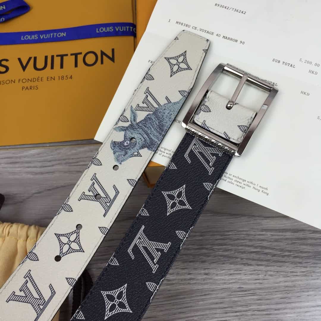 LOUIS VUITTON WHITE/BLUE MONOGRAM BELT