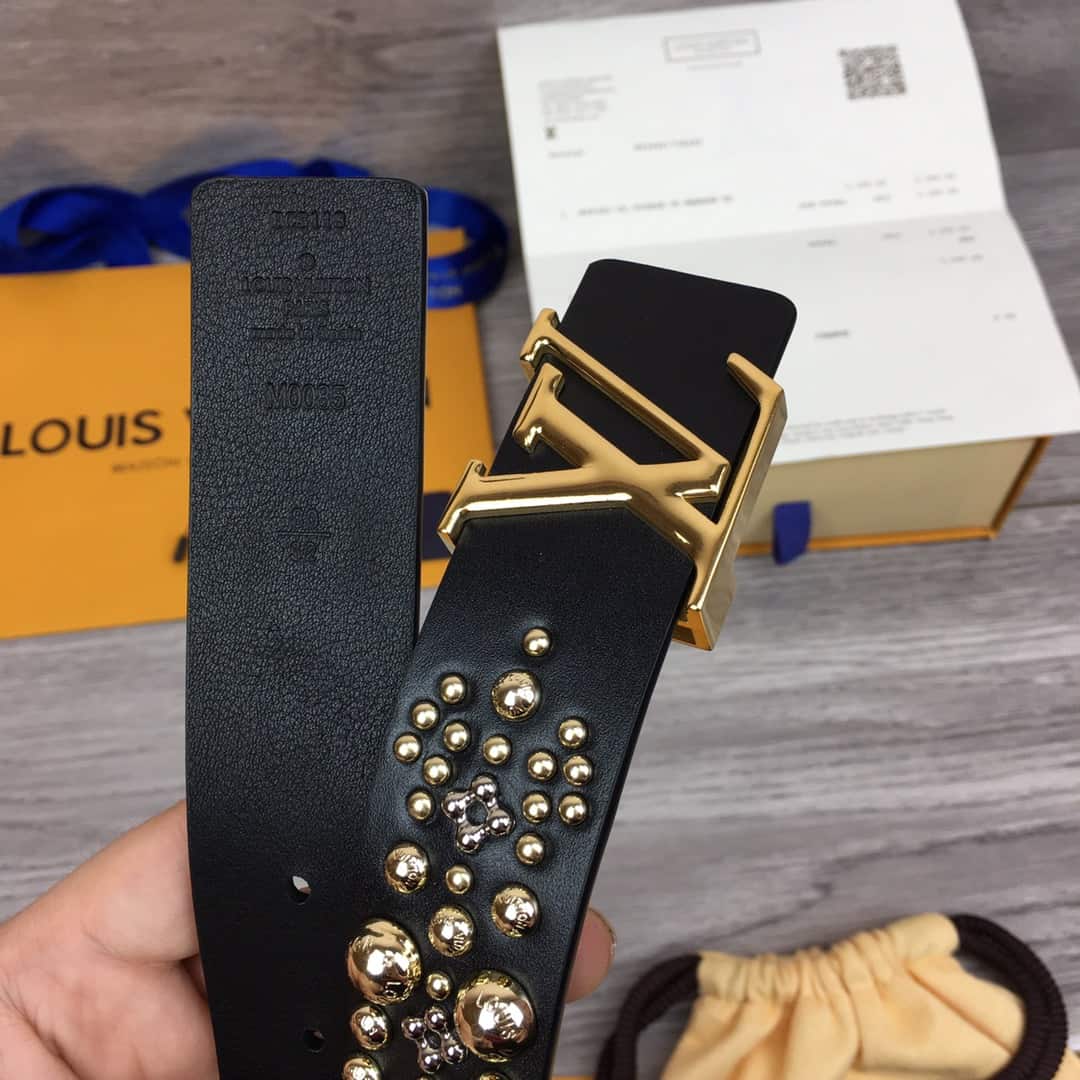 LOUIS VUITTON CALF LEATHER LV ICONIC 35MM BELT - B122