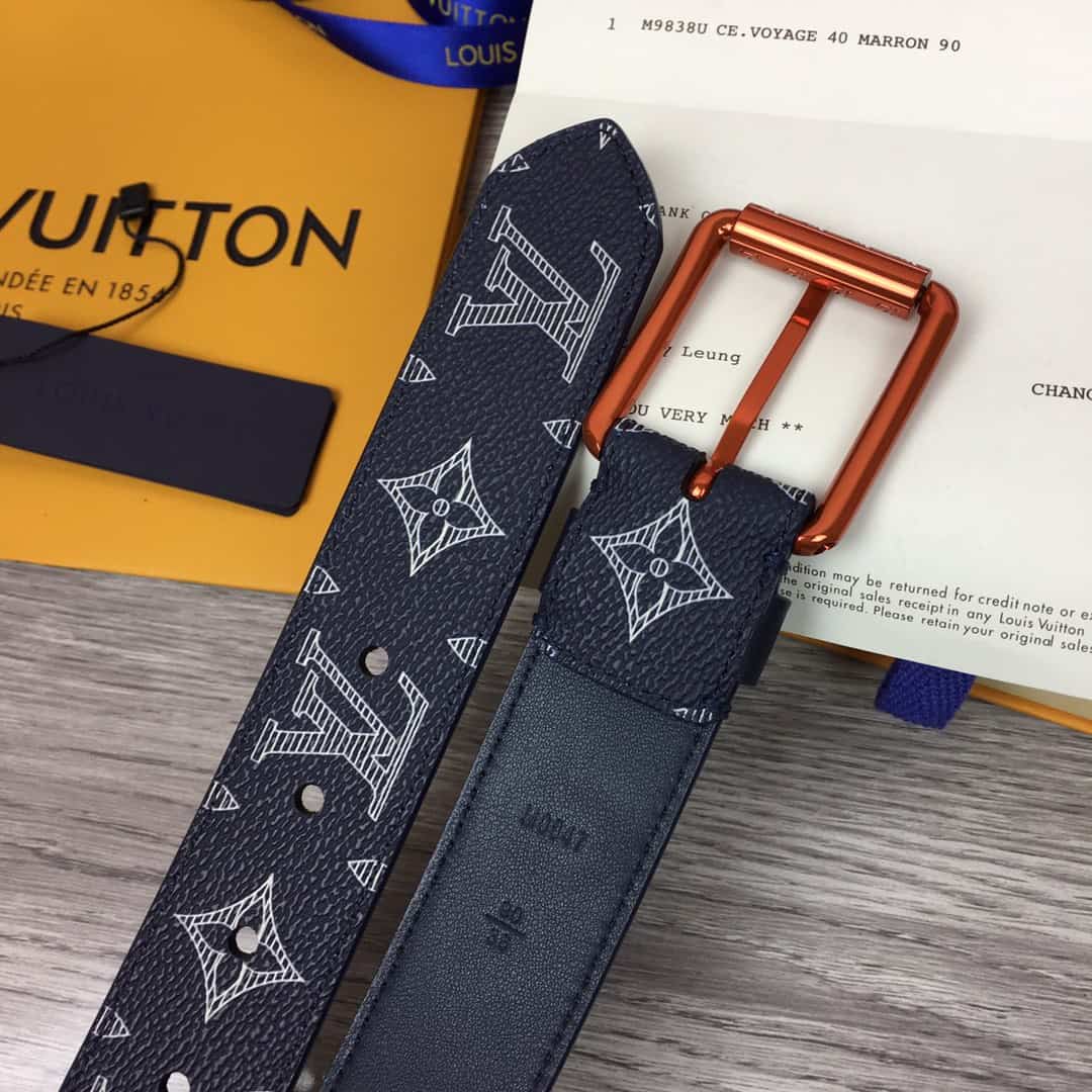 LOUIS VUITTON BELT VOYA.GER MONOGRAM UPSIDE DOWN INK NA.VY
