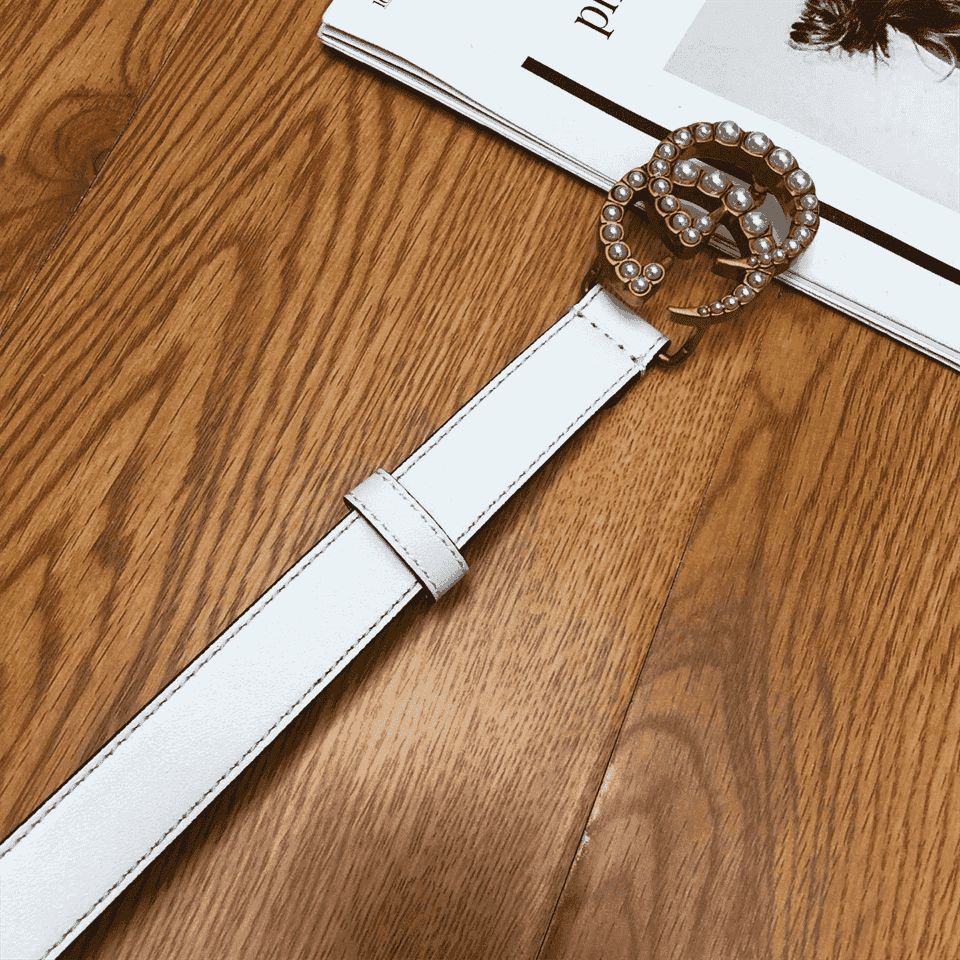 GUCCI PEARL STUDDED GG BELT - B14