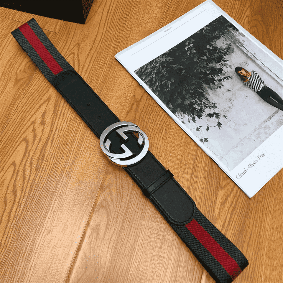 GUCCI MEN'S WEB STRIPED CANVAS BELT - B9