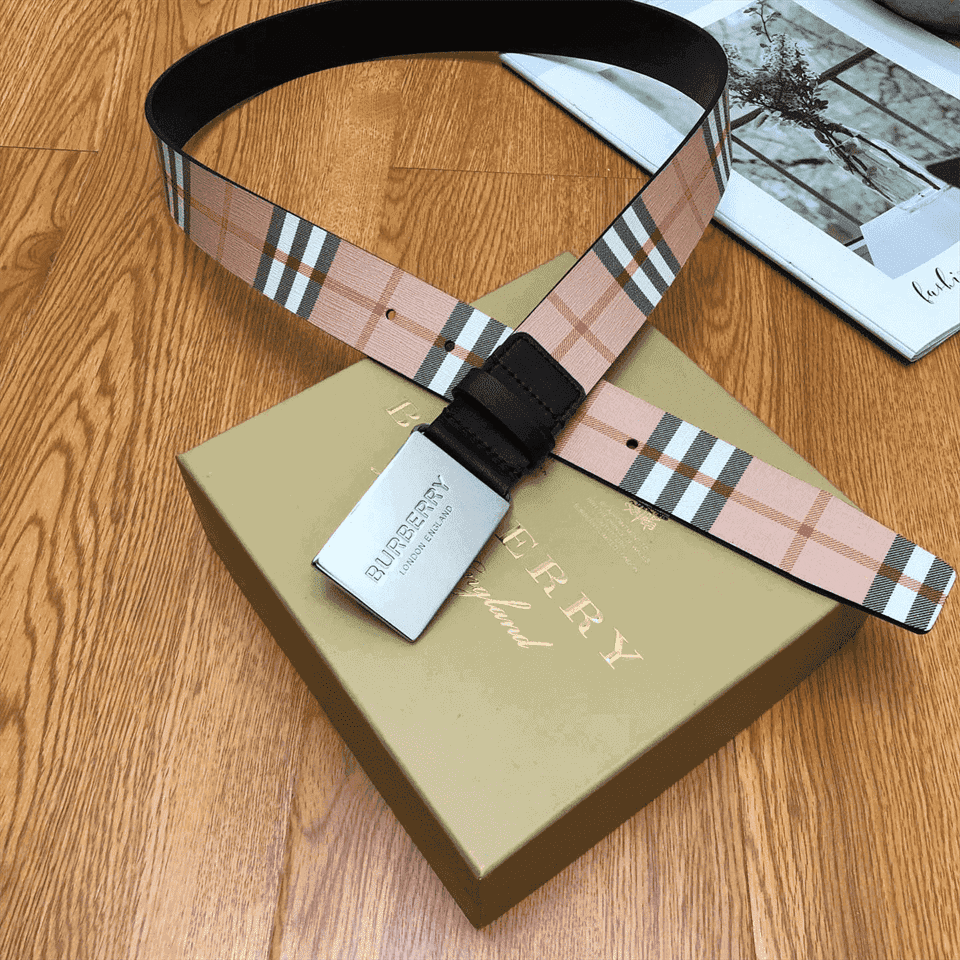 BURBERRY PLAQUE BUCKLE VINTAGE CHECK E-CANVAS BELT - B23