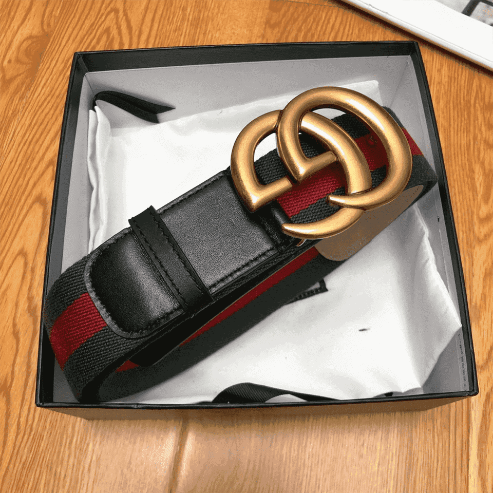 GUCCI GG BELT CUIR GREEN/RED LEATHER NE.RO - B13