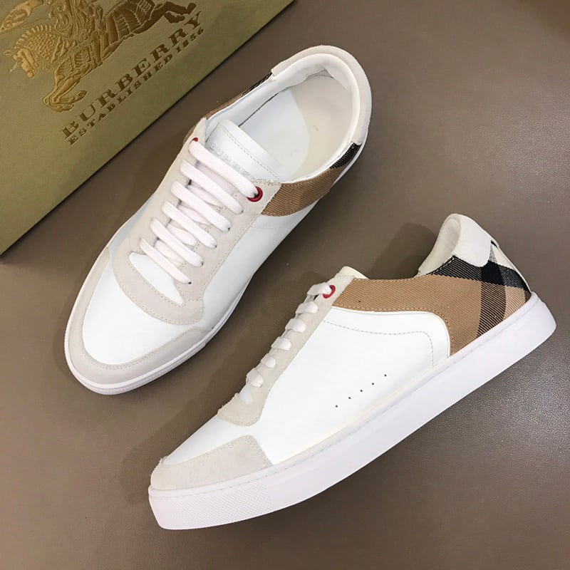 BURBERRY LEATHER AND HOUSE CHECK SNEAKERS - BBR27