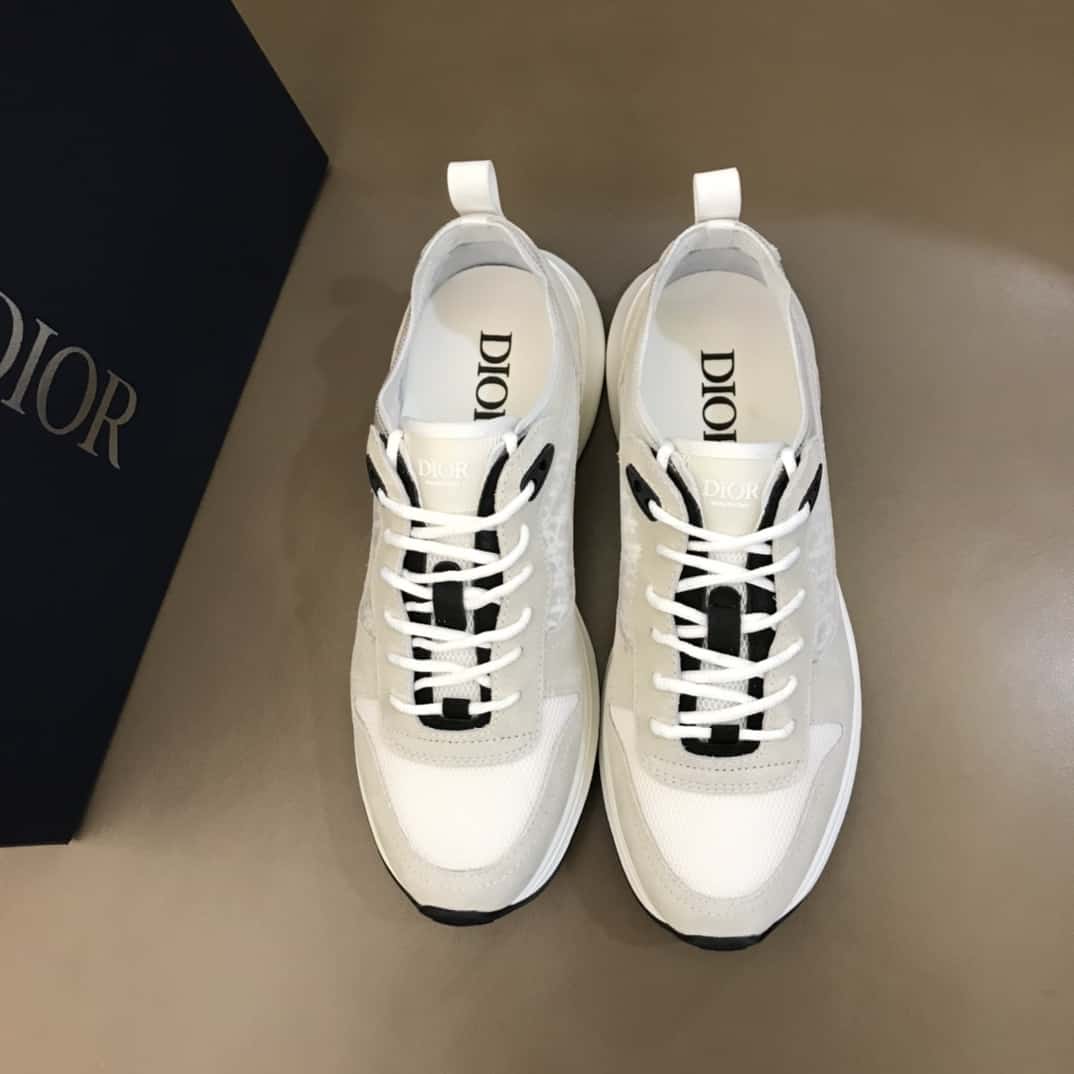 DIOR B25 OBLIQUE WHITE SUEDE RUNNER - CD38