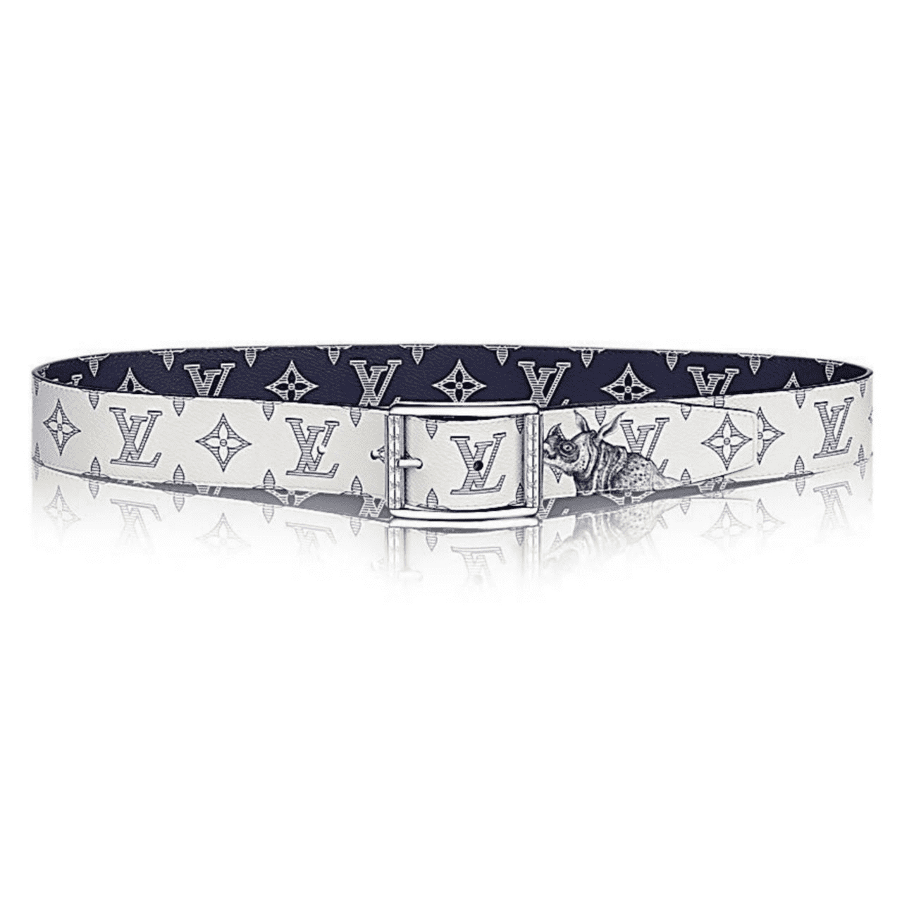 LOUIS VUITTON WHITE/BLUE MONOGRAM BELT