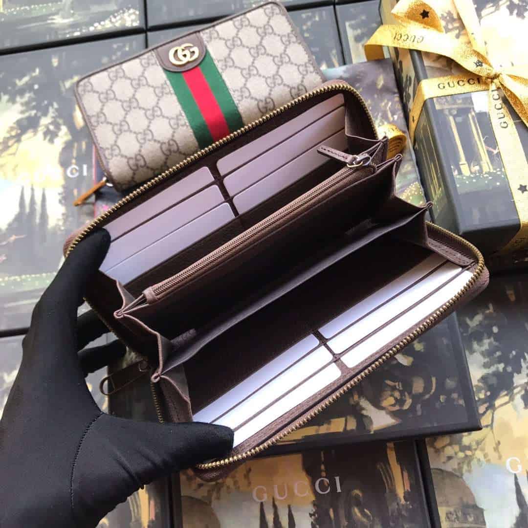 GUCCI OPHIDIA GG ZIP AROUND WALLET