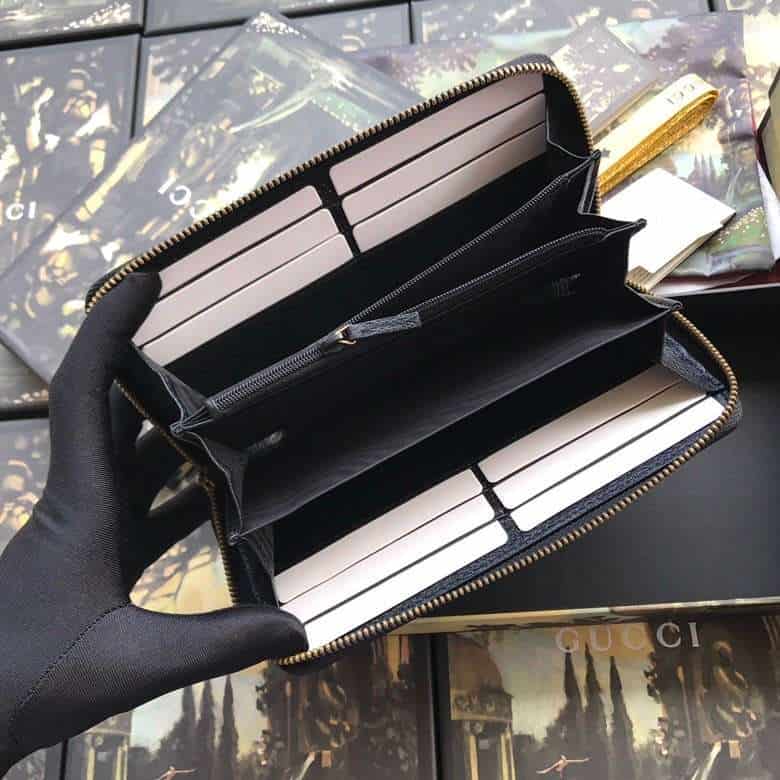 GUCCI ANIMALIER LEATHER ZIP AROUND WALLET