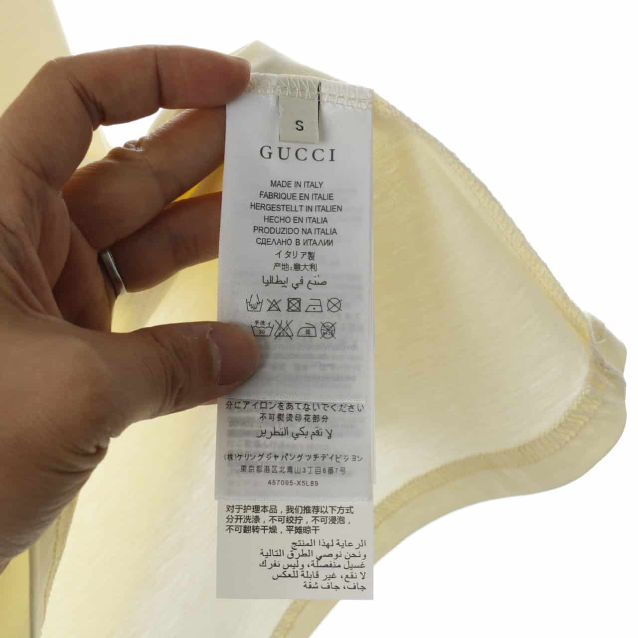 GUCCI EMBROIDERED BELT LOGO SHORT SLEEVE WHITE T SHIRT