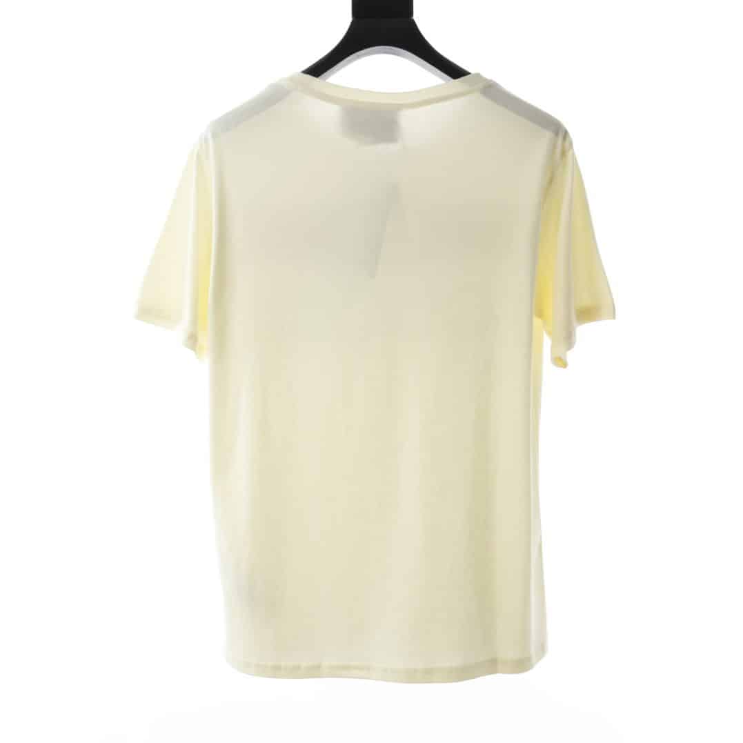 GUCCI EMBROIDERED BELT LOGO SHORT SLEEVE WHITE T SHIRT