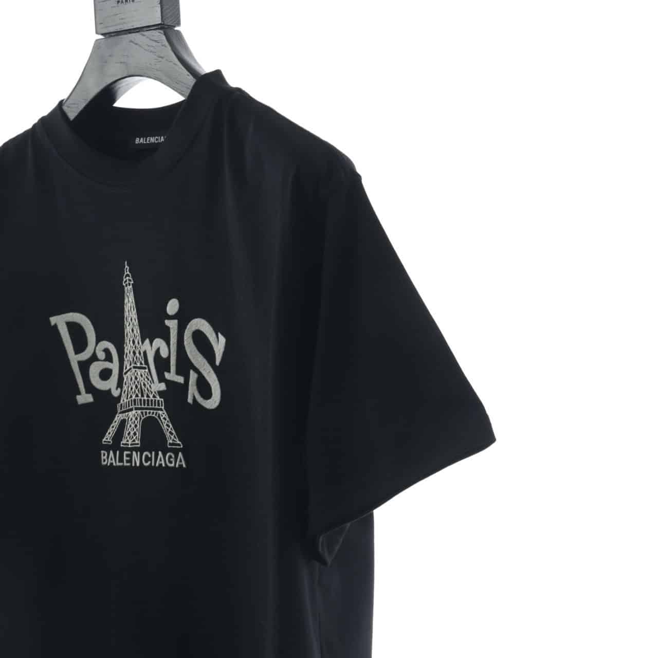 BELENCIAGA PARIS TOWER EMBROIDERED T SHIRT