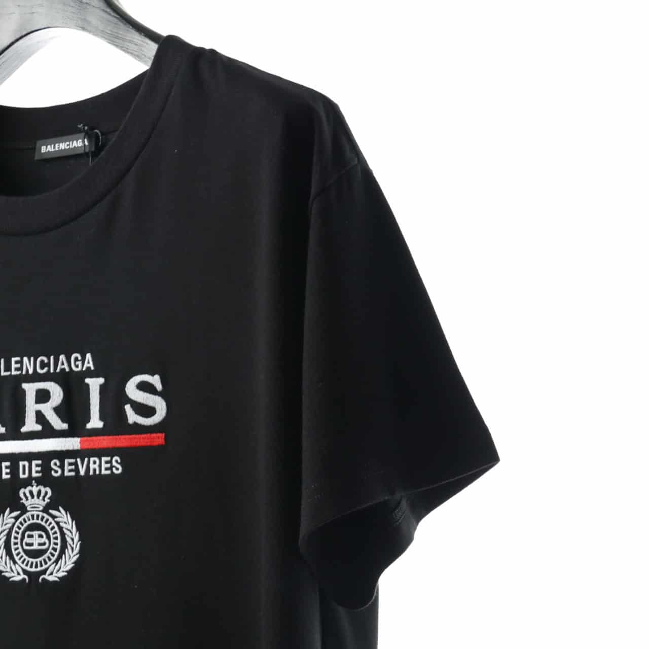 BALENCIAGA CROWN EMBROIDERED BLACK T SHIRT