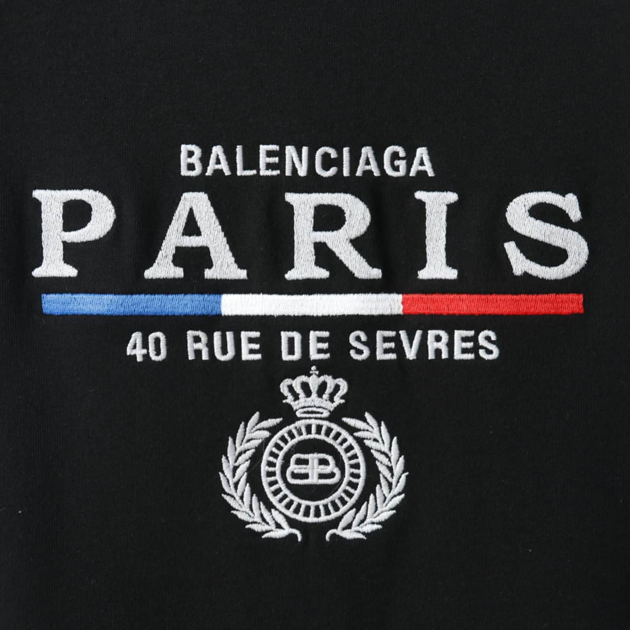 BALENCIAGA CROWN EMBROIDERED BLACK T SHIRT
