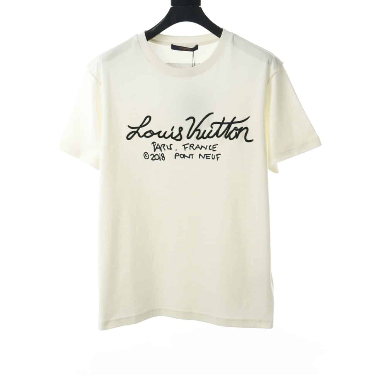 LOUIS VUITTON SIGNATURE EMBROIDERED LOGO T-SHIRT