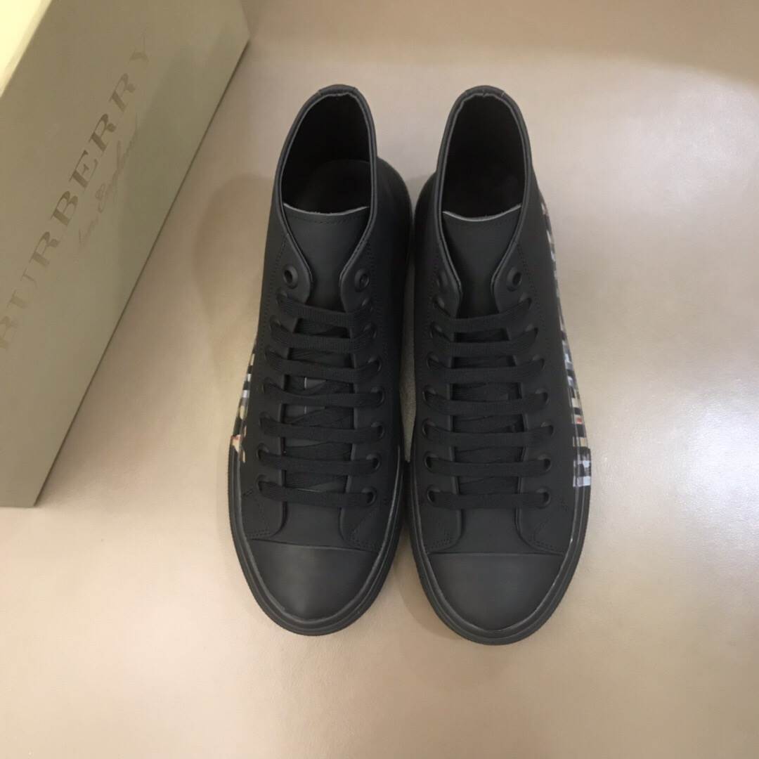BURBERRY LOGO PRINT GABARDINE HIGH-TOP SNEAKERS – BBR82