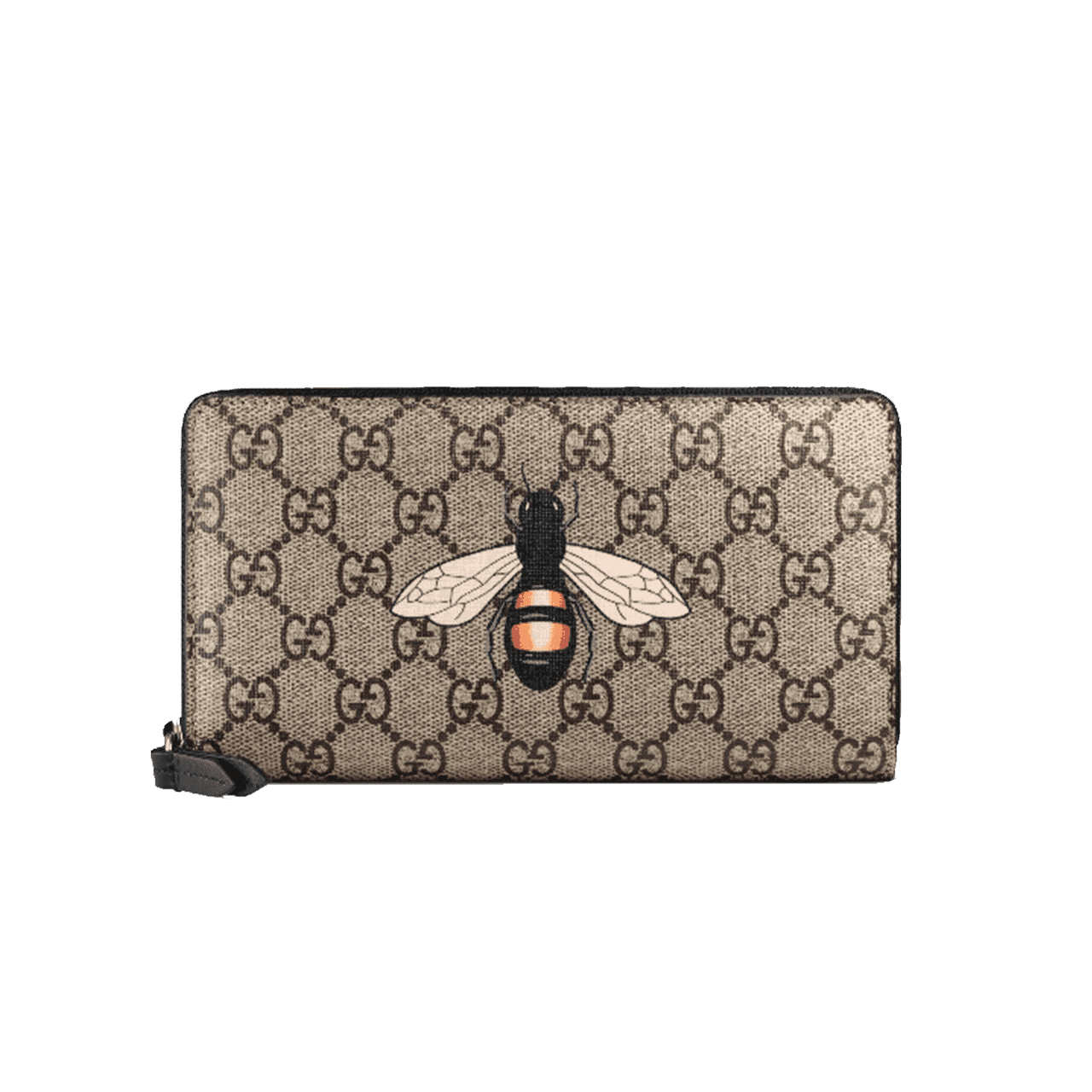 GUCCI BEE PRINT GG SUPREME ZIP AROUND WALLET
