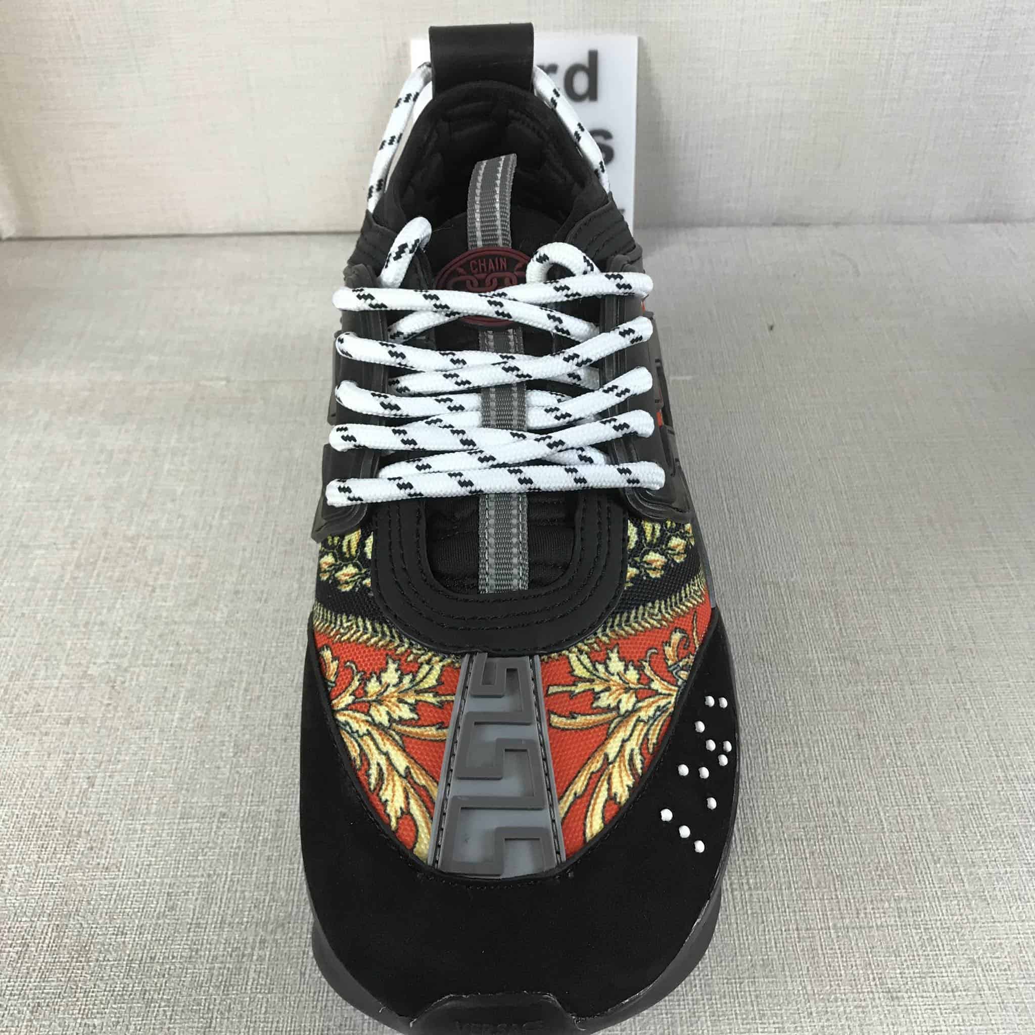 VERSACE BLACK RED AND MULTICOLOURED CHAIN REACTION SNEAKERS - VS18