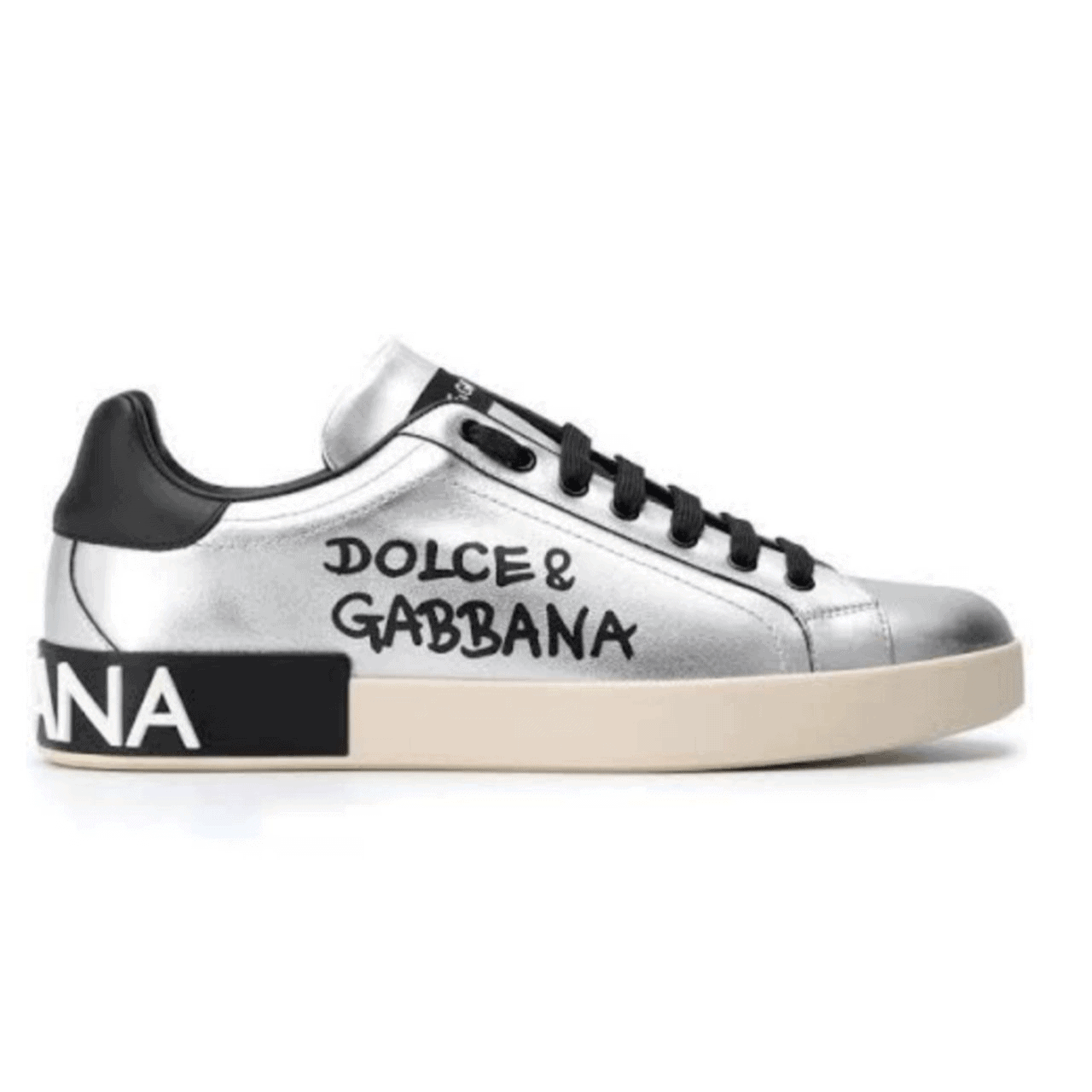 DOLCE AND GABBANA LOGO PRINT POSITANO LEATHER SNEAKERS - DG94