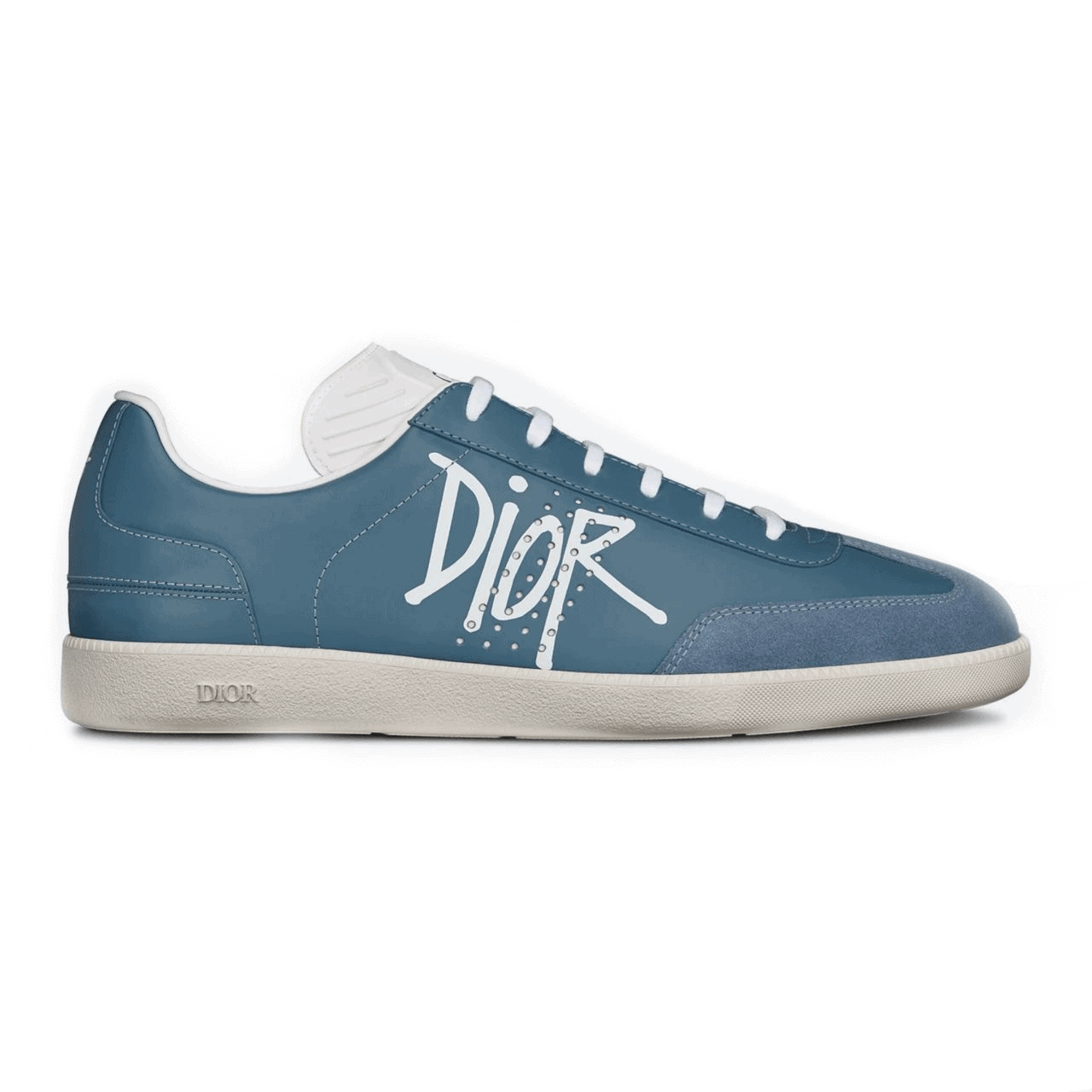 DIOR B01 SNEAKER BLUE SMOOTH CALFSKIN AND SUEDE WITH DIOR AND SHAWN SIGNATURE - CD57
