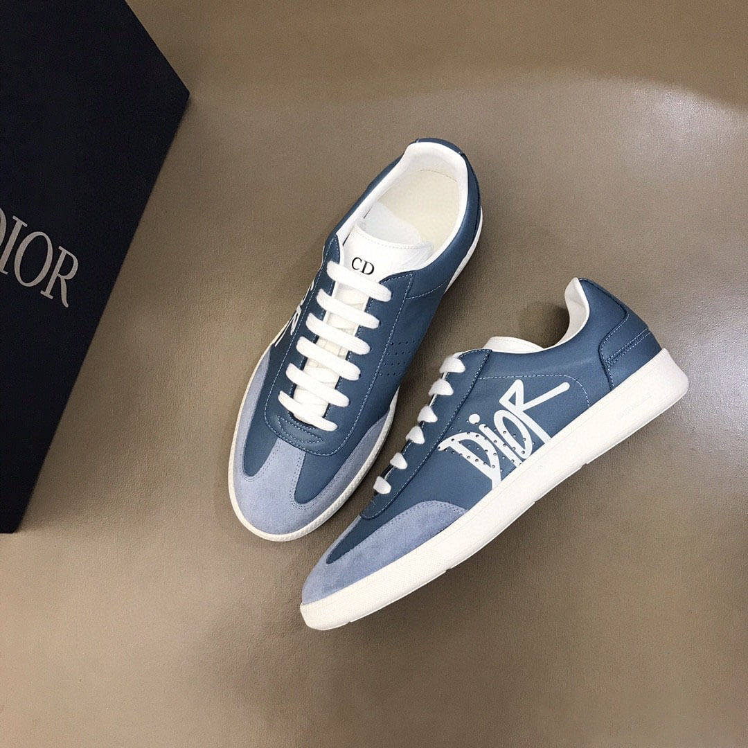 DIOR B01 SNEAKER BLUE SMOOTH CALFSKIN AND SUEDE WITH DIOR AND SHAWN SIGNATURE - CD57