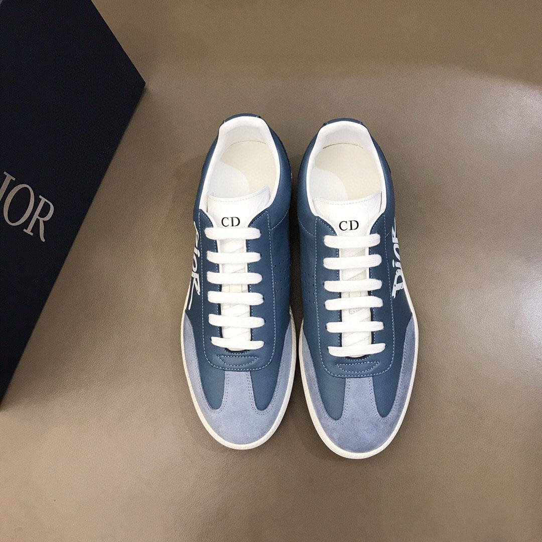 DIOR B01 SNEAKER BLUE SMOOTH CALFSKIN AND SUEDE WITH DIOR AND SHAWN SIGNATURE - CD57