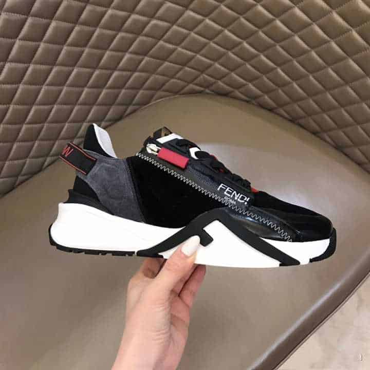 FENDI CHUNKY LACE-UP TRAINERS BLACK - FD19