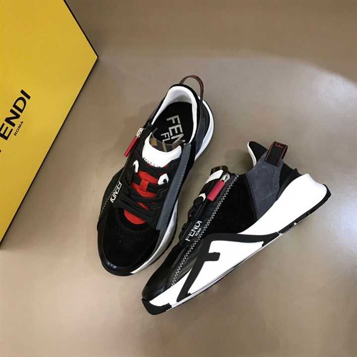 FENDI CHUNKY LACE-UP TRAINERS BLACK - FD19