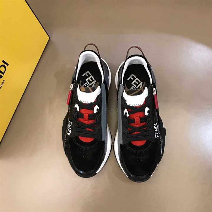 FENDI CHUNKY LACE-UP TRAINERS BLACK - FD19