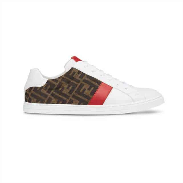 FENDI FF LOGO PRINT LOW-TOP SNEAKERS - FD16