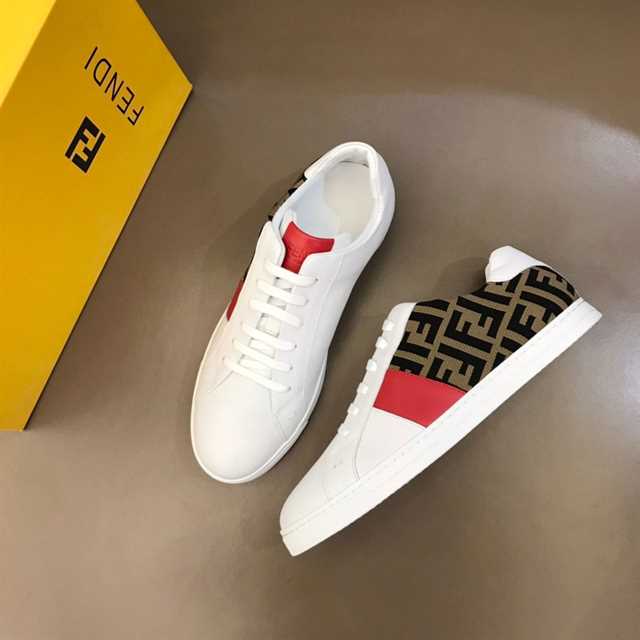 FENDI FF LOGO PRINT LOW-TOP SNEAKERS - FD16