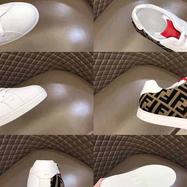 FENDI FF LOGO PRINT LOW-TOP SNEAKERS - FD16