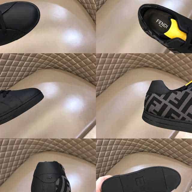 FENDI FF LOGO PRINT LOW-TOP SNEAKERS - FD18