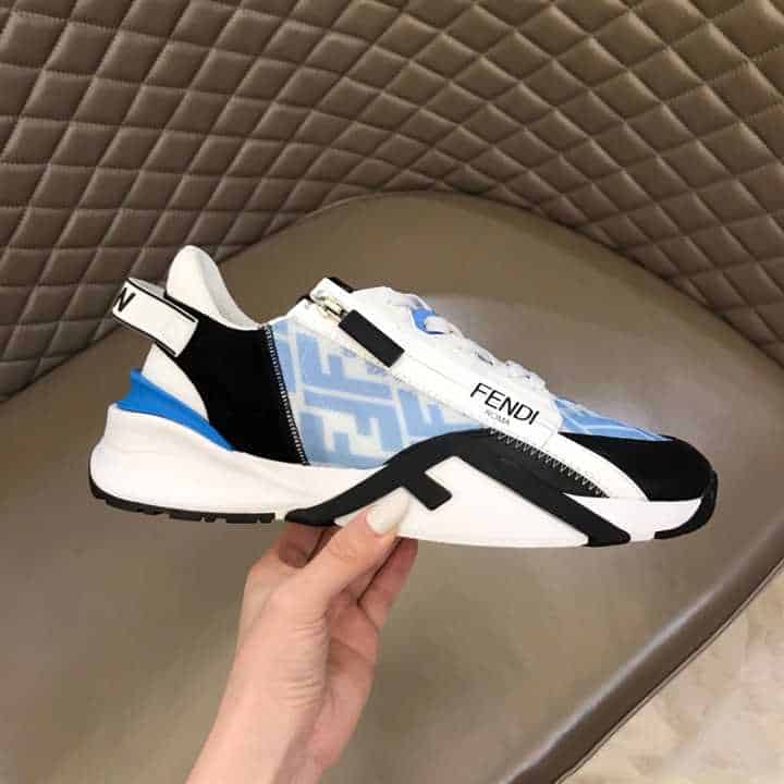 FENDI FLOW LIGHT BLUE NYLON LOW TOPS SNEAKERS - FD02