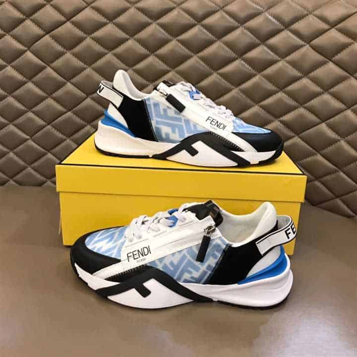 FENDI FLOW LIGHT BLUE NYLON LOW TOPS SNEAKERS - FD02