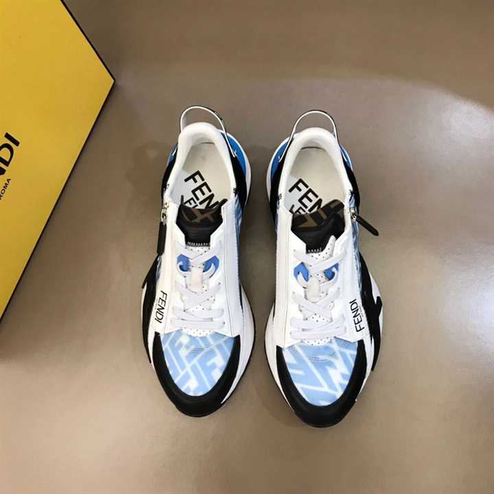 FENDI FLOW LIGHT BLUE NYLON LOW TOPS SNEAKERS - FD02