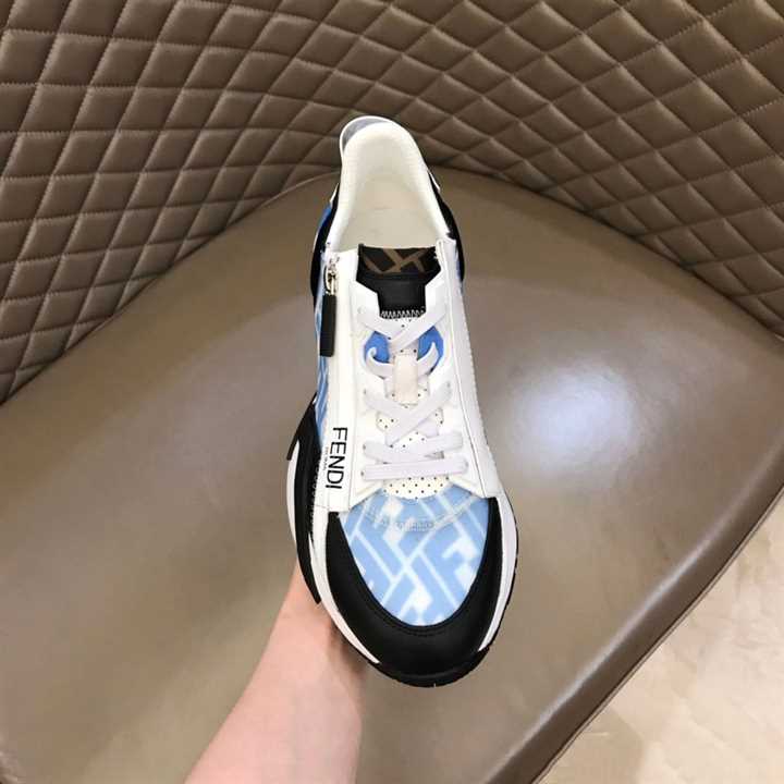 FENDI FLOW LIGHT BLUE NYLON LOW TOPS SNEAKERS - FD02