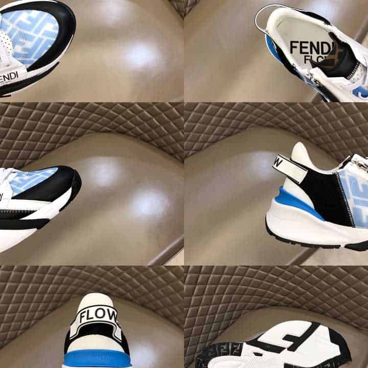 FENDI FLOW LIGHT BLUE NYLON LOW TOPS SNEAKERS - FD02