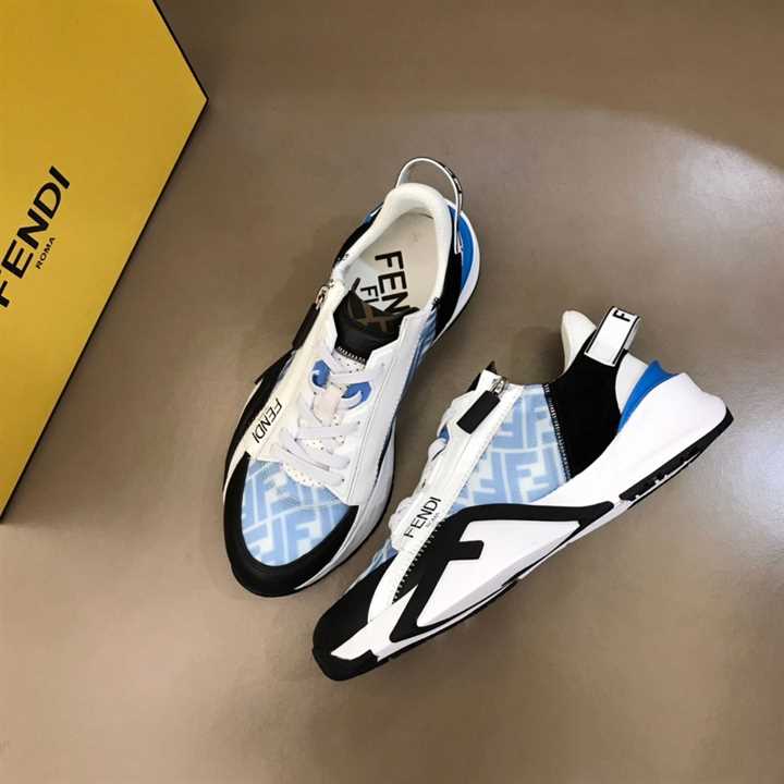 FENDI FLOW LIGHT BLUE NYLON LOW TOPS SNEAKERS - FD02