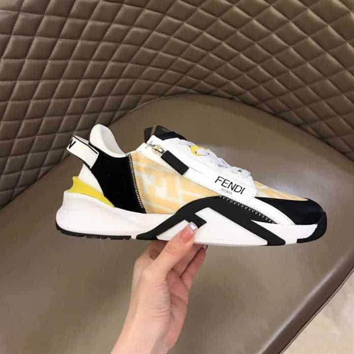 FENDI FLOW YELLOW NYLON LOW TOPS SNEAKERS - FD01