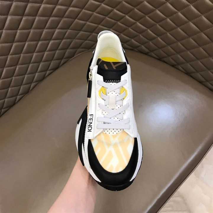 FENDI FLOW YELLOW NYLON LOW TOPS SNEAKERS - FD01