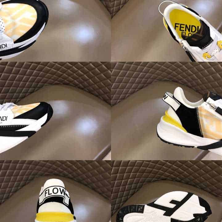 FENDI FLOW YELLOW NYLON LOW TOPS SNEAKERS - FD01