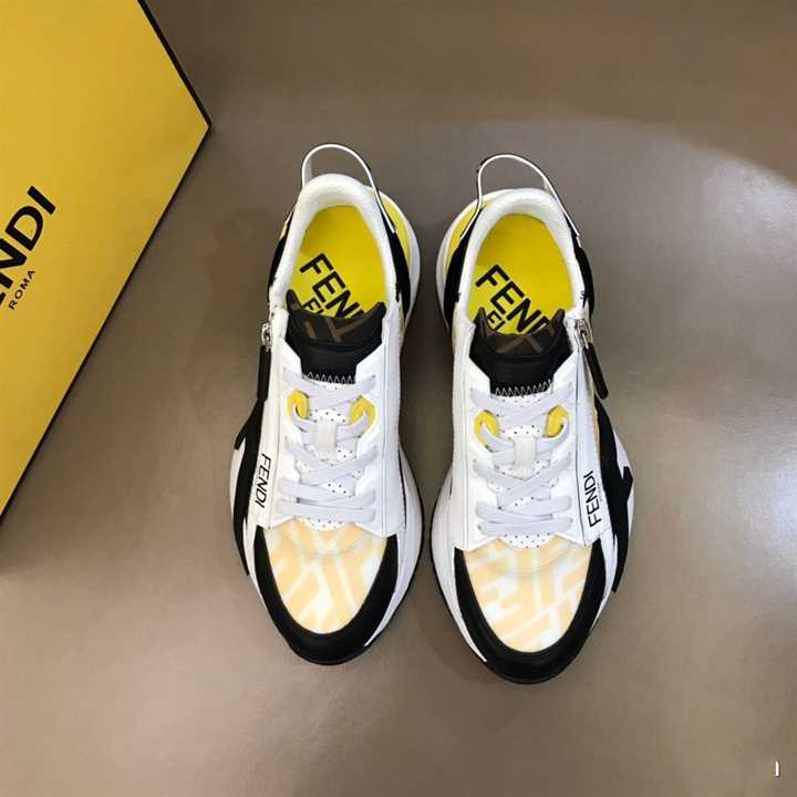 FENDI FLOW YELLOW NYLON LOW TOPS SNEAKERS - FD01
