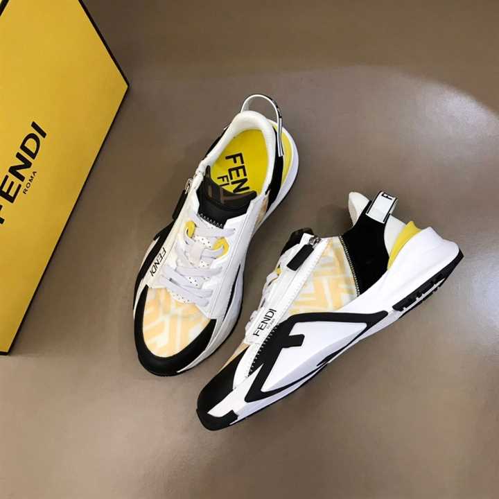 FENDI FLOW YELLOW NYLON LOW TOPS SNEAKERS - FD01