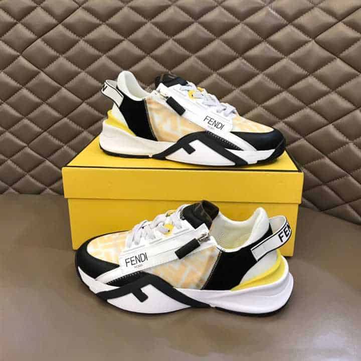 FENDI FLOW YELLOW NYLON LOW TOPS SNEAKERS - FD01