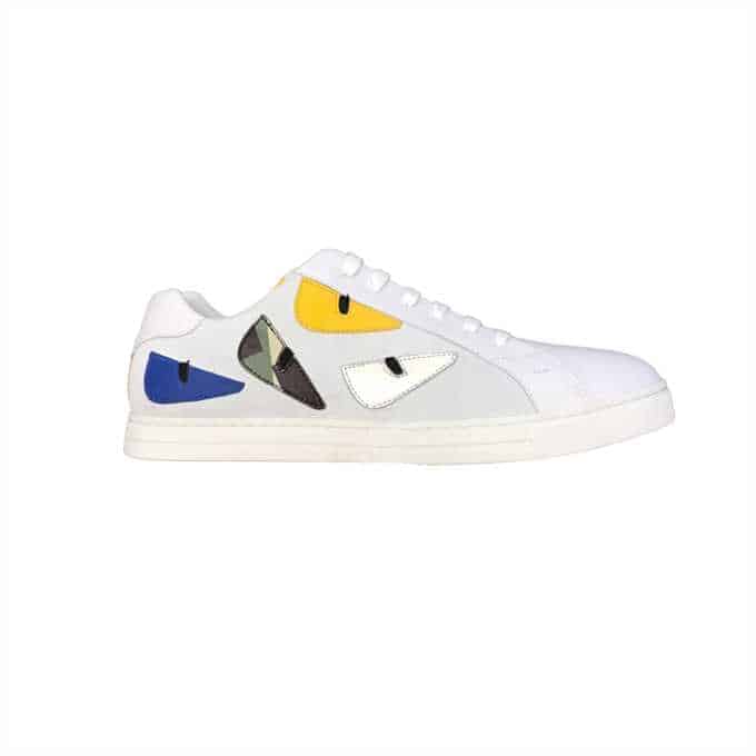 FENDI MONSTER EYES LOW-TOP TRAINERS SNEAKERS IN WHITE - FD06