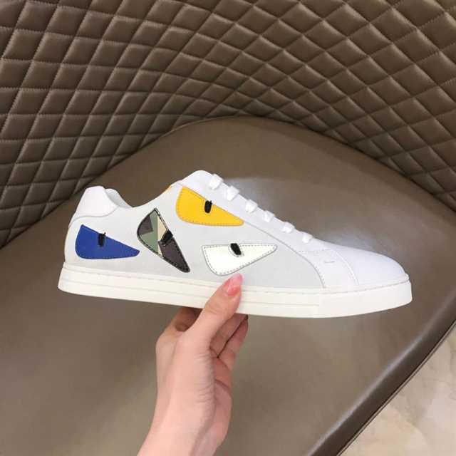 FENDI MONSTER EYES LOW-TOP TRAINERS SNEAKERS IN WHITE - FD06