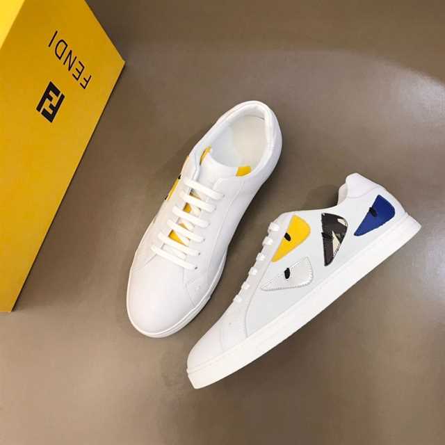FENDI MONSTER EYES LOW-TOP TRAINERS SNEAKERS IN WHITE - FD06